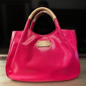 Kate Spade Tote Purse - Pink with black and white polka dot interior.